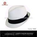 yiwu factory supplier cheap white color fedora hat custom logo band